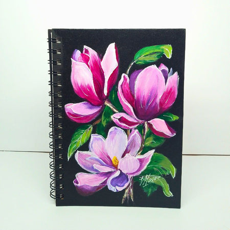 Handpainted Magnolia Bloom A5 Notebook - Perfect Gift