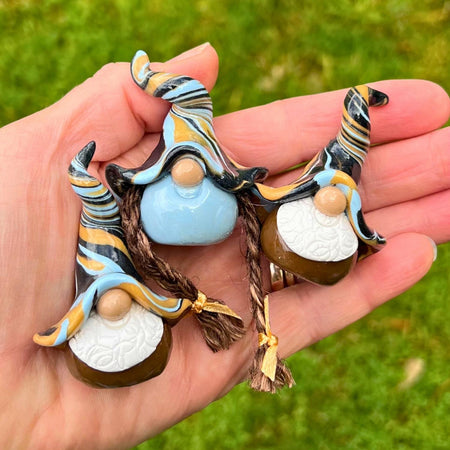 Whimsical gnome trio - Zook, Bitsy & Wizzle