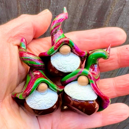 Whimsical gnome trio - Wizzlefink, Twill, & Pic