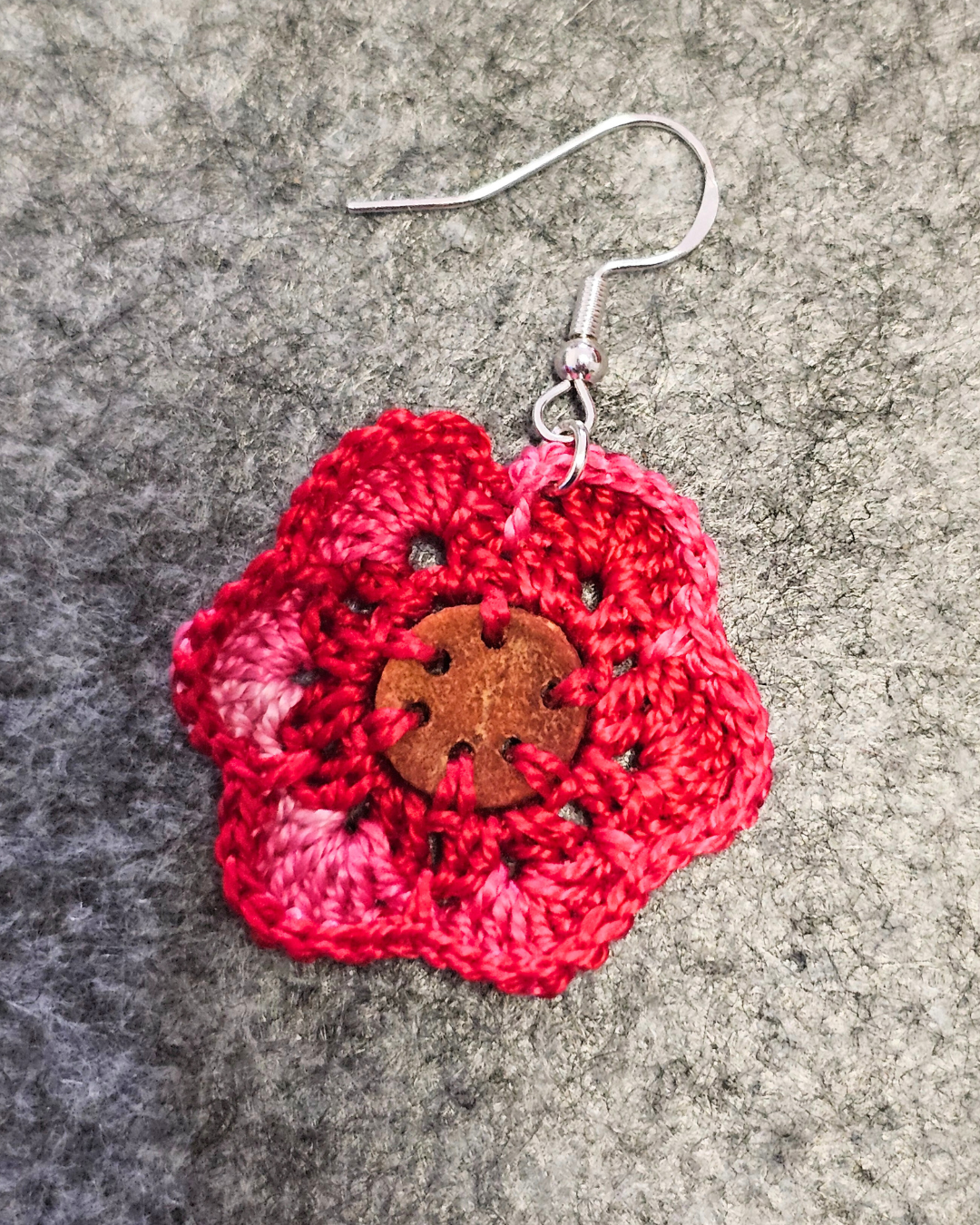 Avocado Seed and Micro Crochet Earrings– Stainless Steel