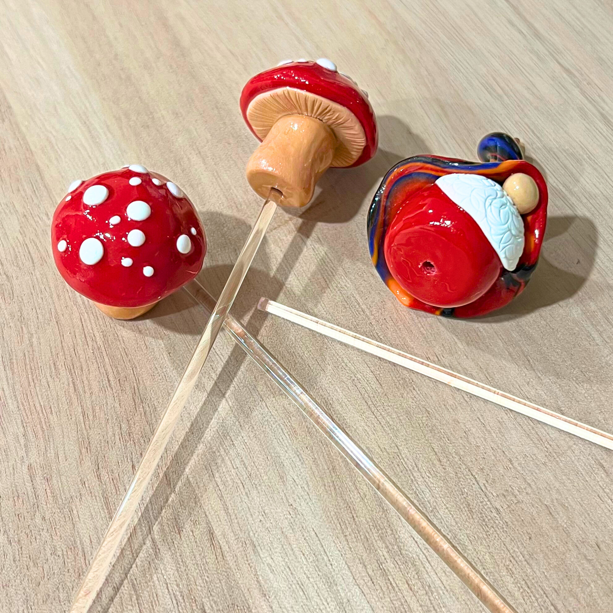 Whimsical gnome Alf & toadstool companions