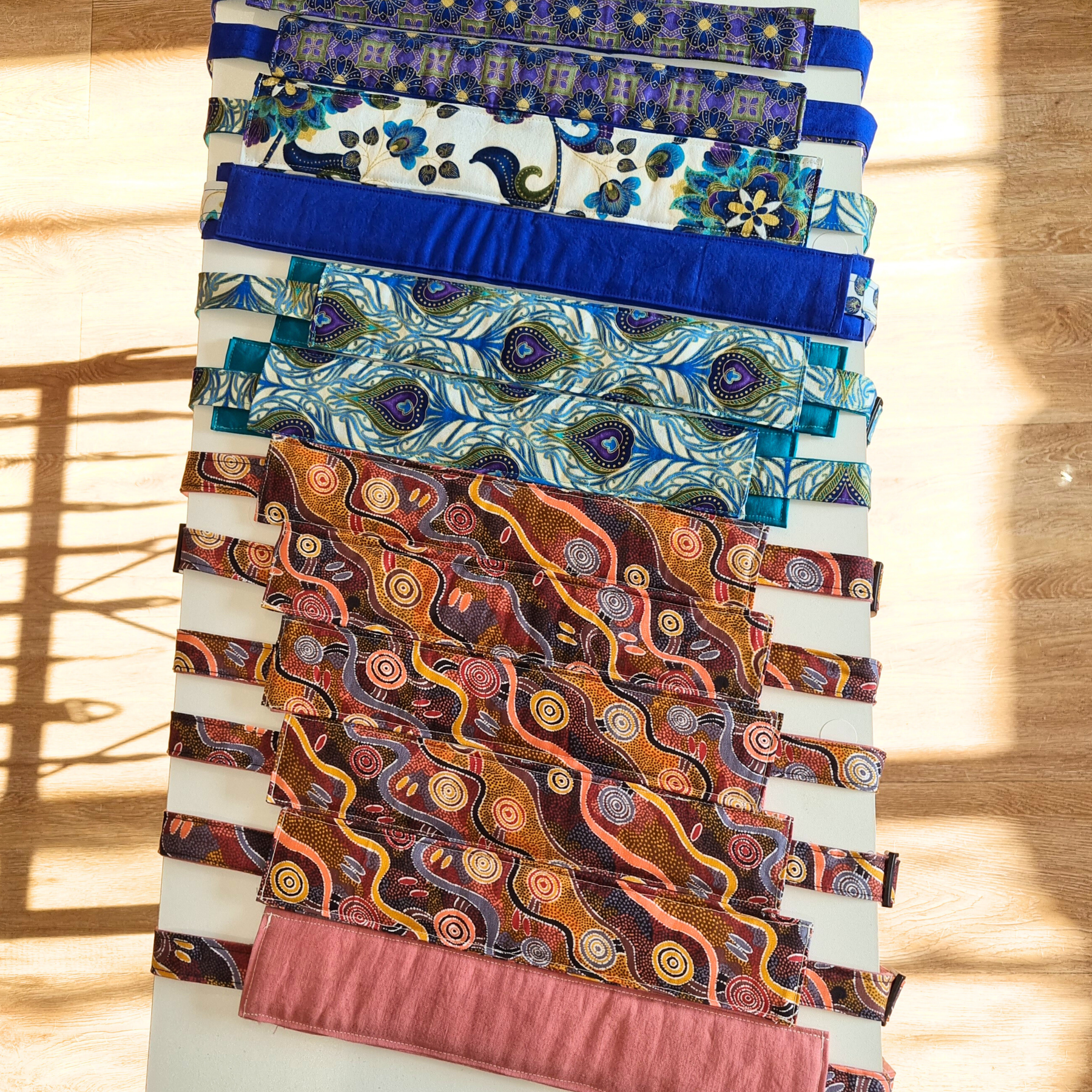 Strap for iPad and AAC Devices - Blue & Peacock print - Extra Long Padding