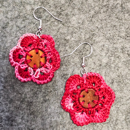 Avocado Seed and Micro Crochet Earrings– Stainless Steel