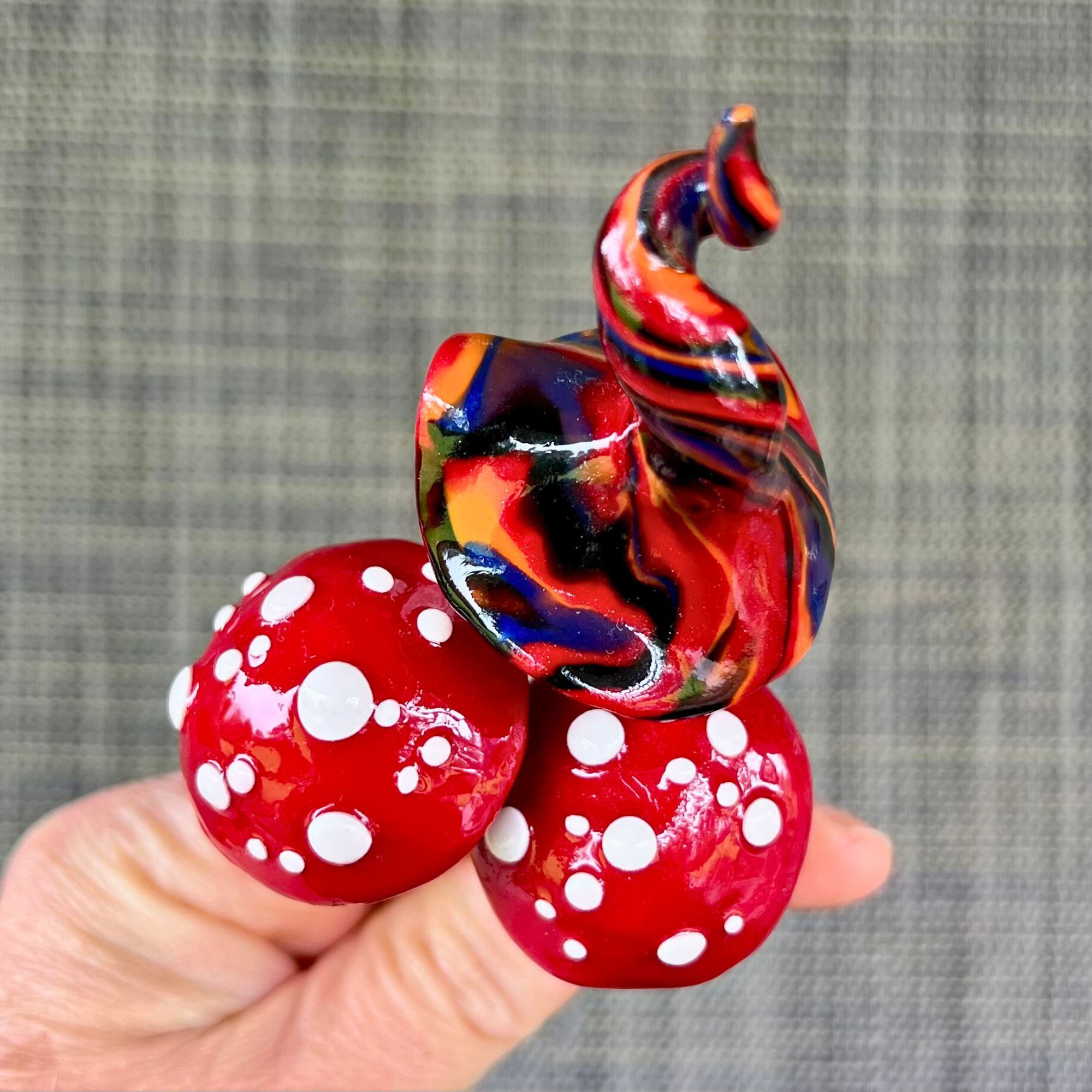 Whimsical gnome Alf & toadstool companions