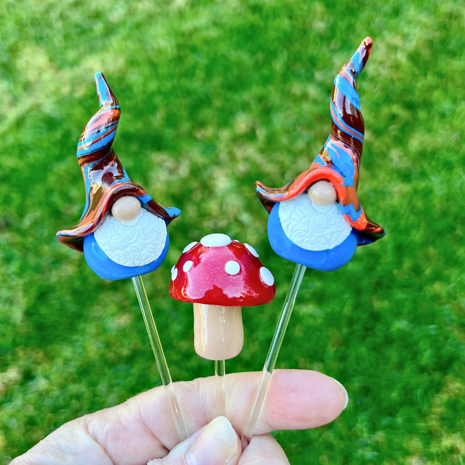 Whimsical gnome/toadstool trio - Muddle & Snork