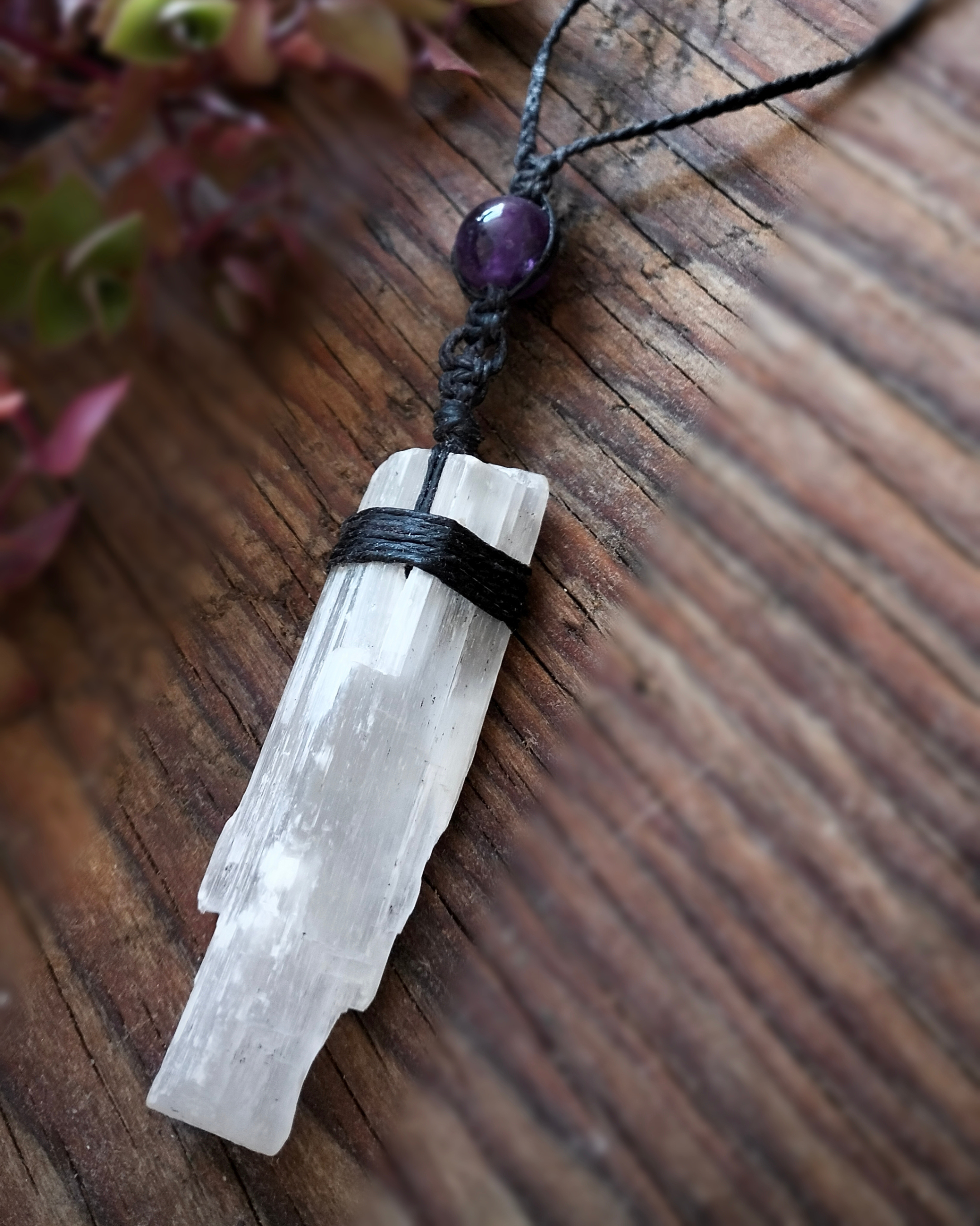 •|SELENITE | AMETHYST |• NECKLACE - HONOUR THYSELF