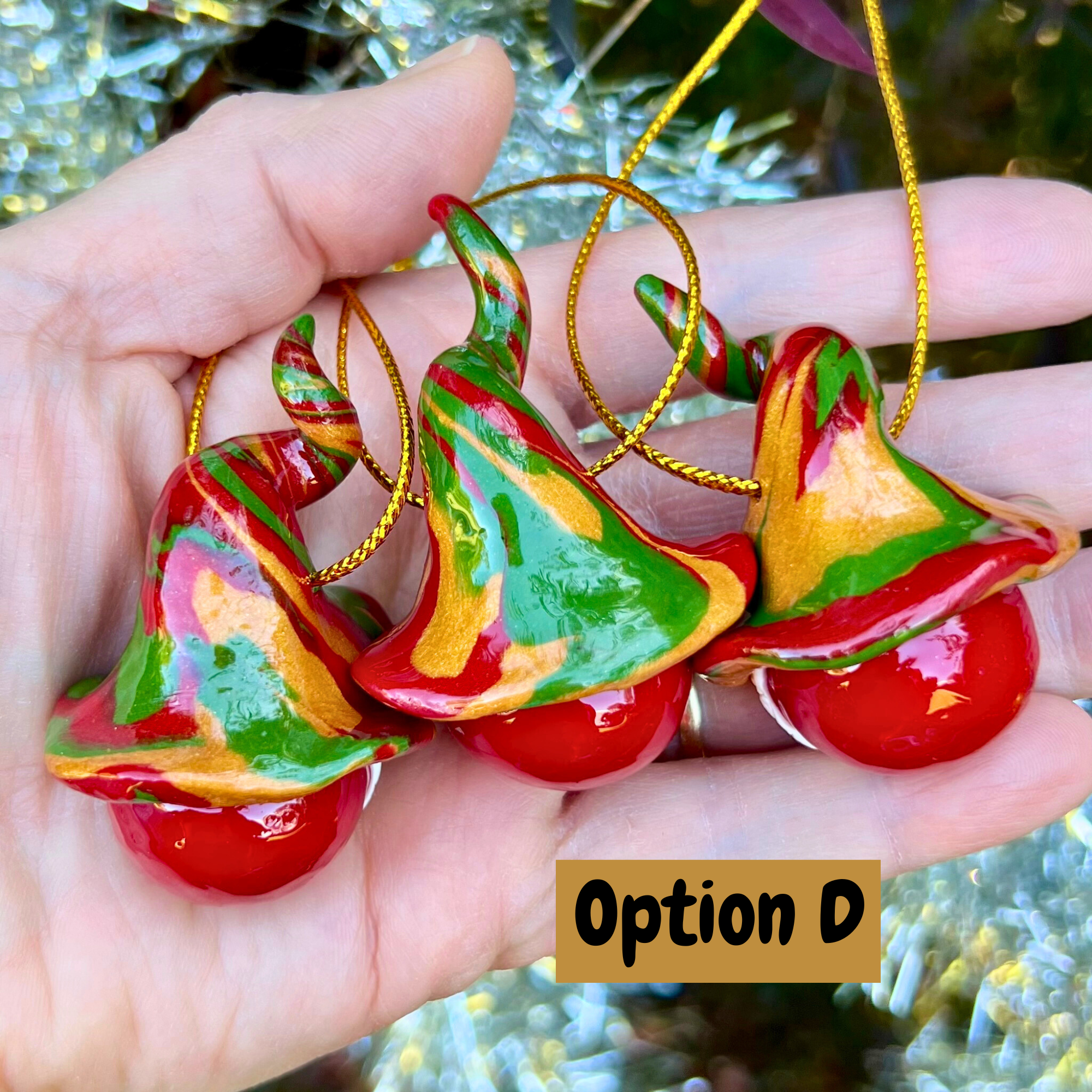 Gnome Christmas Bauble Trio - Red/Gold/Green
