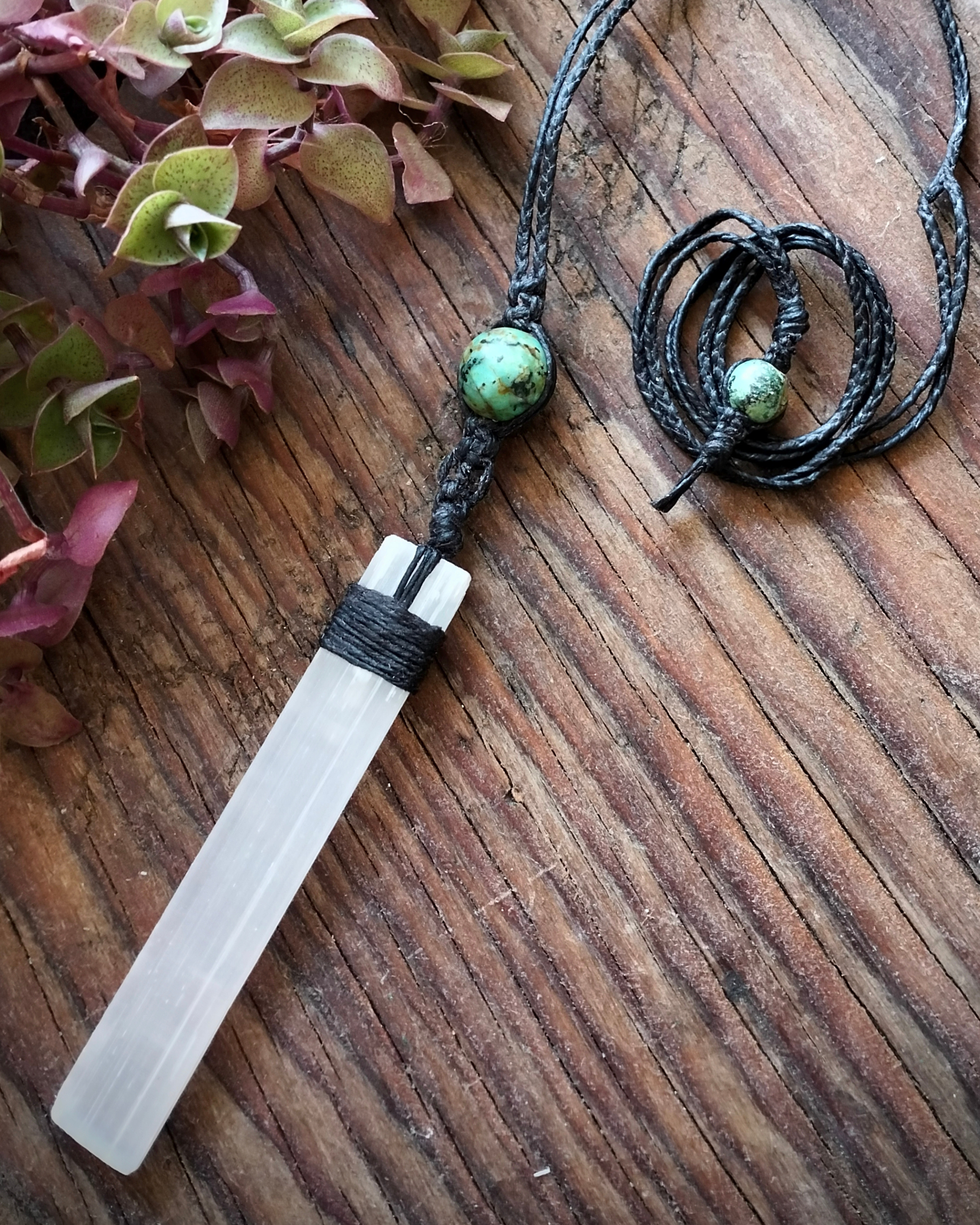 •| SELENITE | AFRICAN TURQUOISE |• NECKLACE