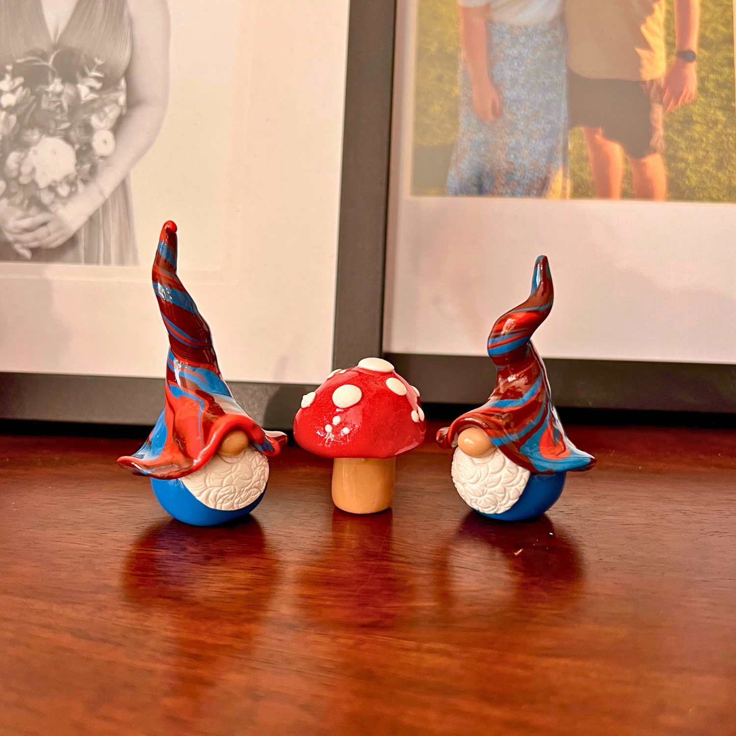 Whimsical gnome/toadstool trio - Muddle & Snork
