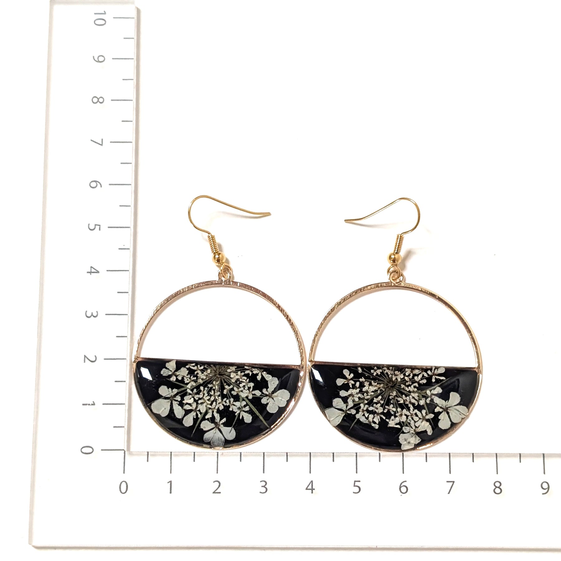 Queen Anne's Lace pressed flower earrings