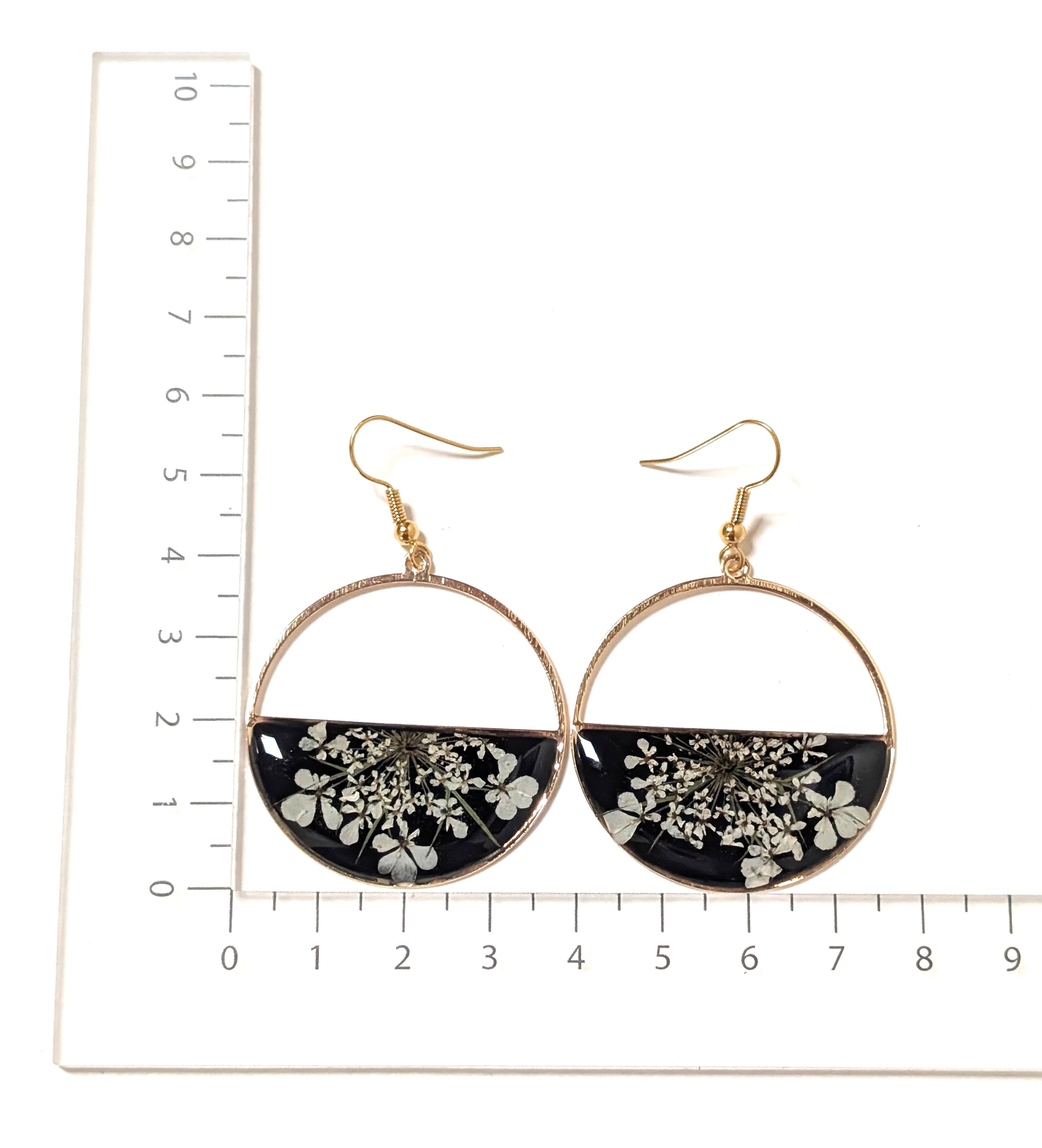 Queen Anne's Lace pressed flower earrings