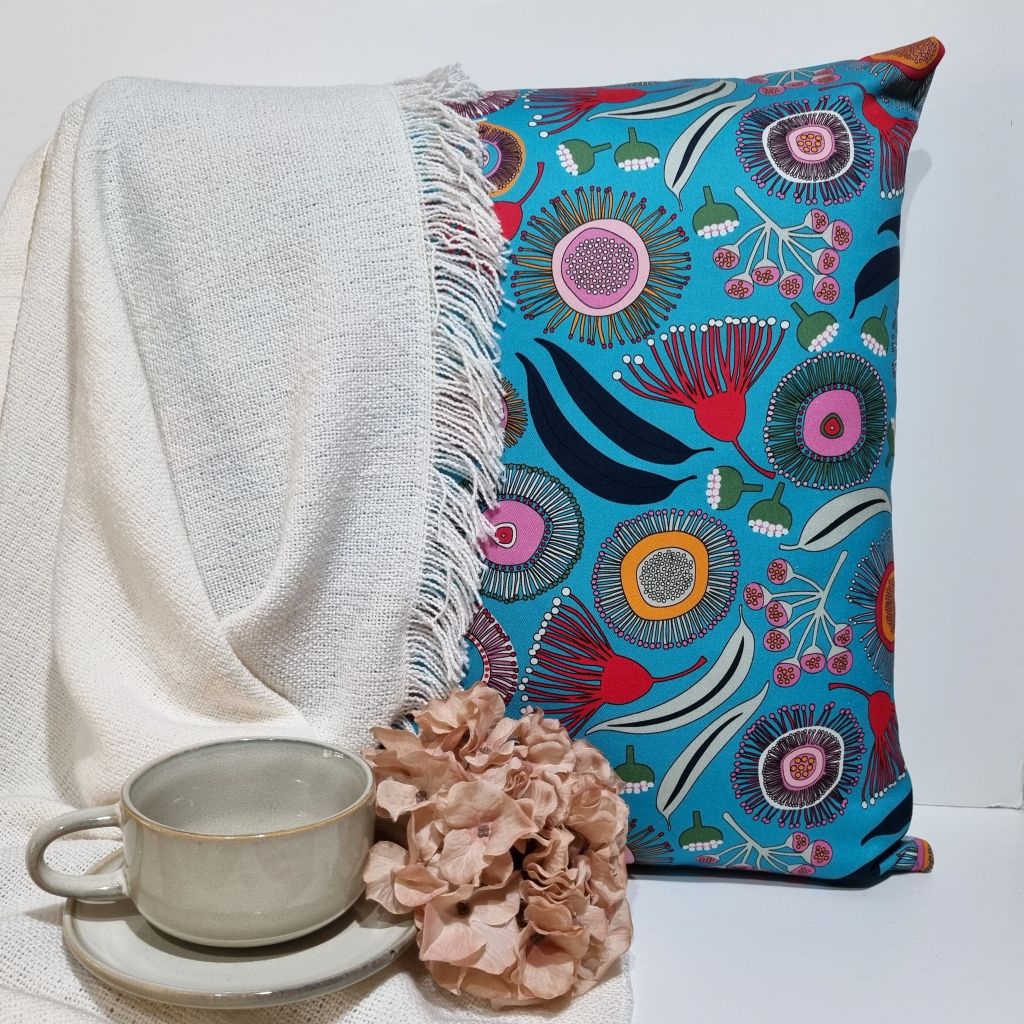 Vibrant Blue Native Floral Cushion Covers- 45x45cm