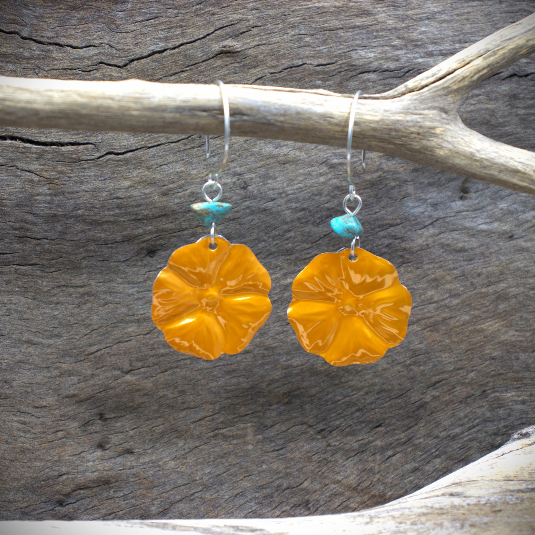 Hibiscus Earrings | upcycled drink cans