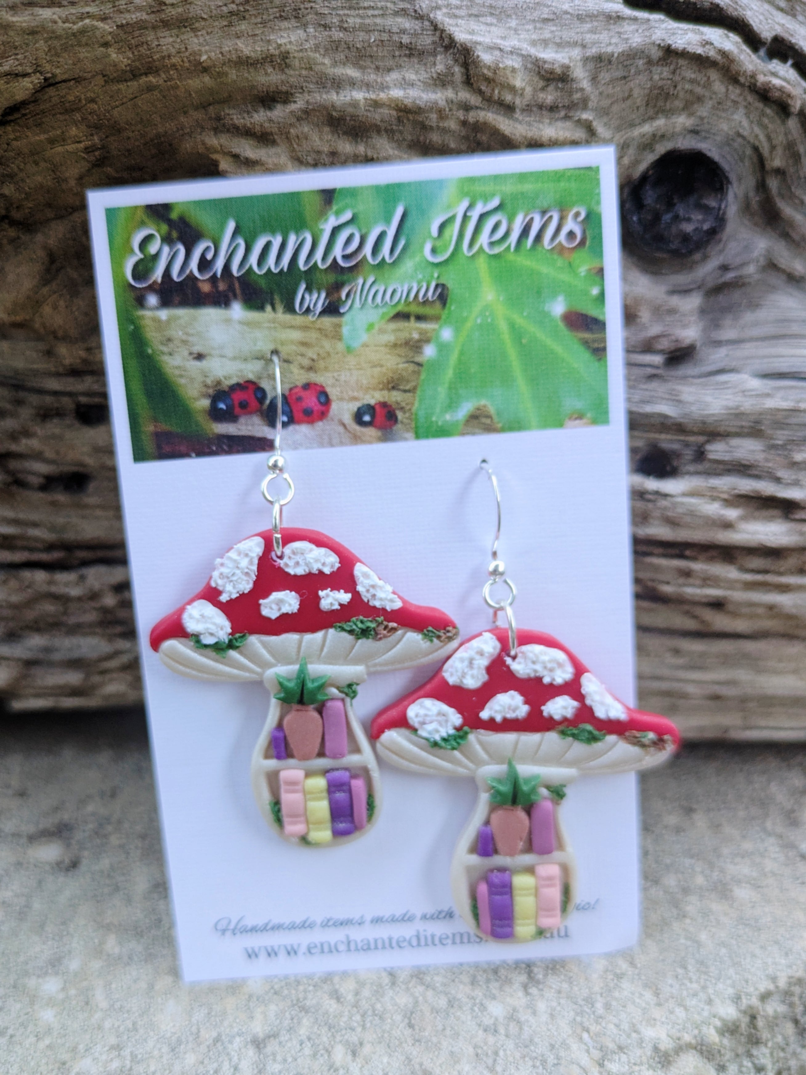 Mushroom Bookshelf Earrings