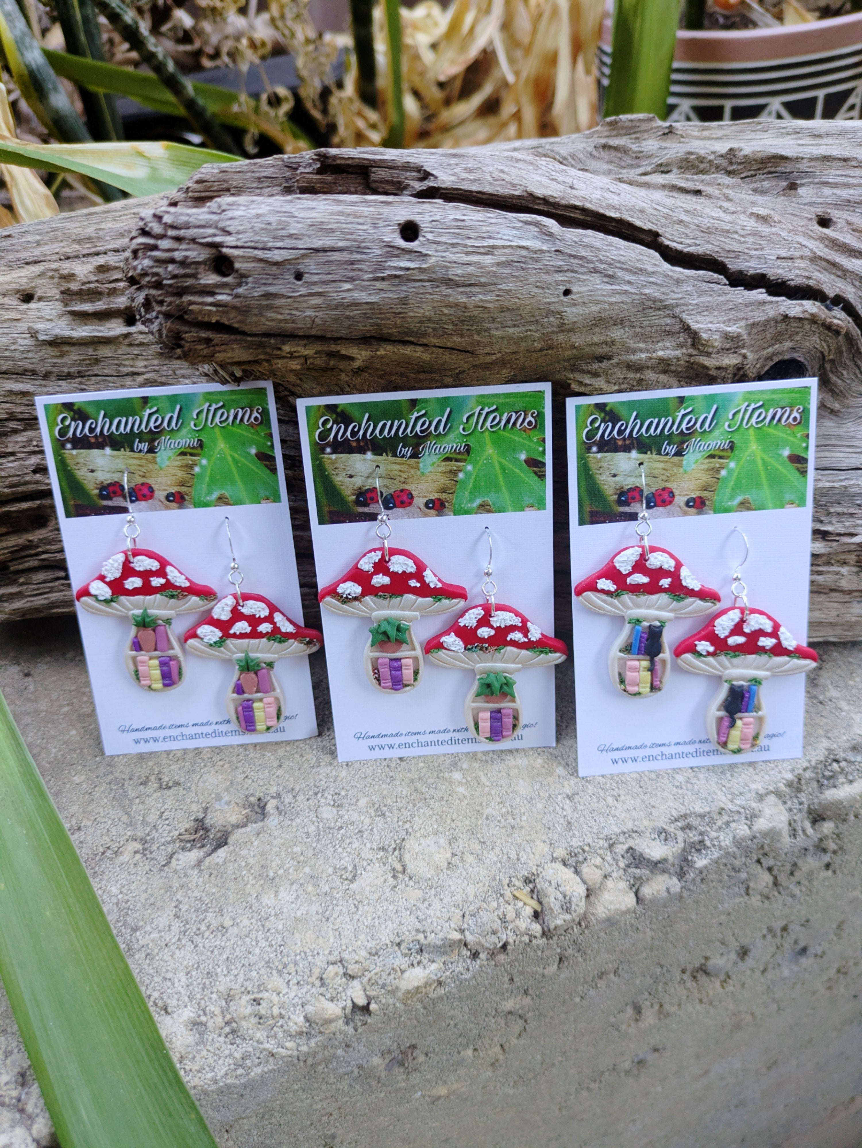 Mushroom Bookshelf Earrings
