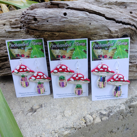 Mushroom Bookshelf Earrings