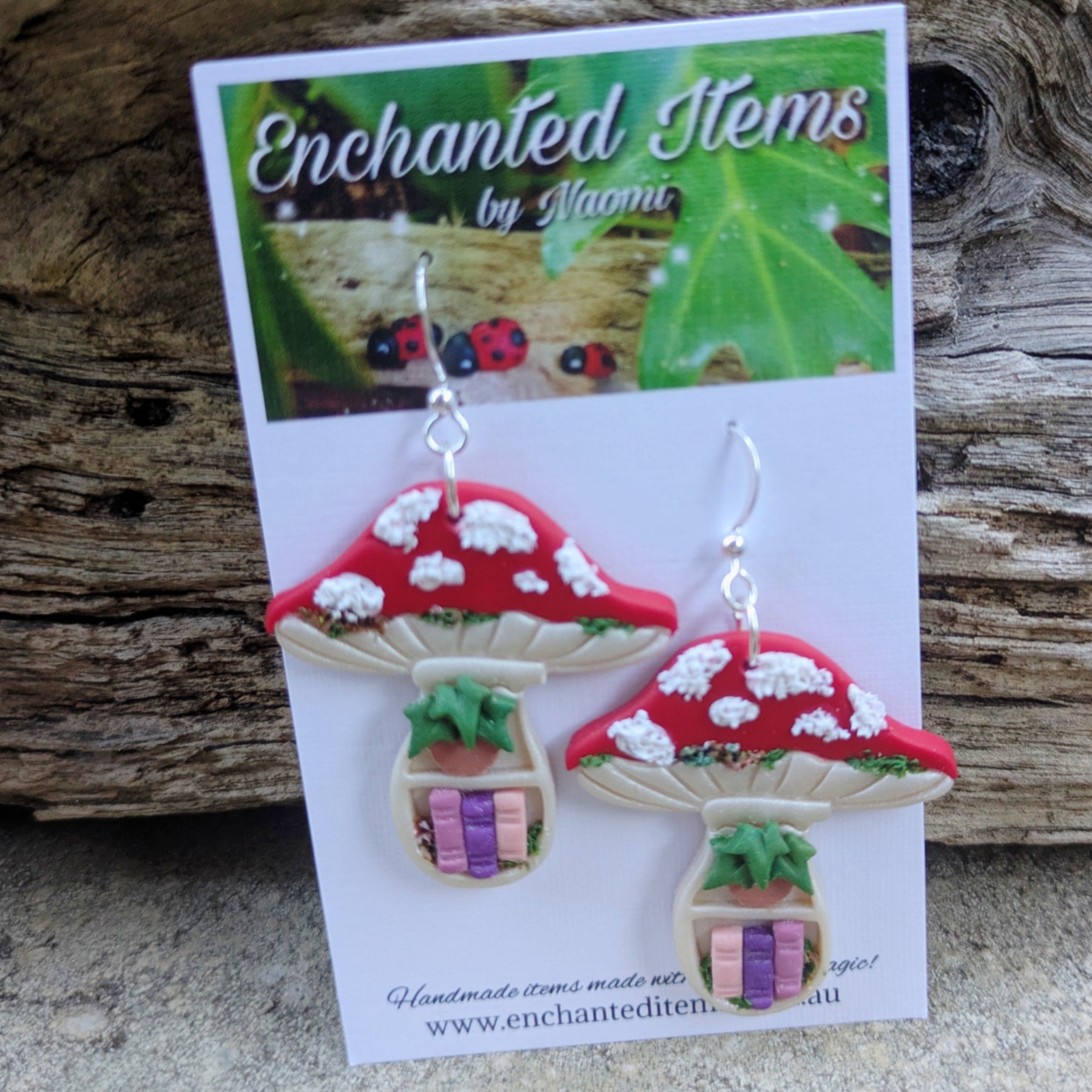 Mushroom Bookshelf Earrings