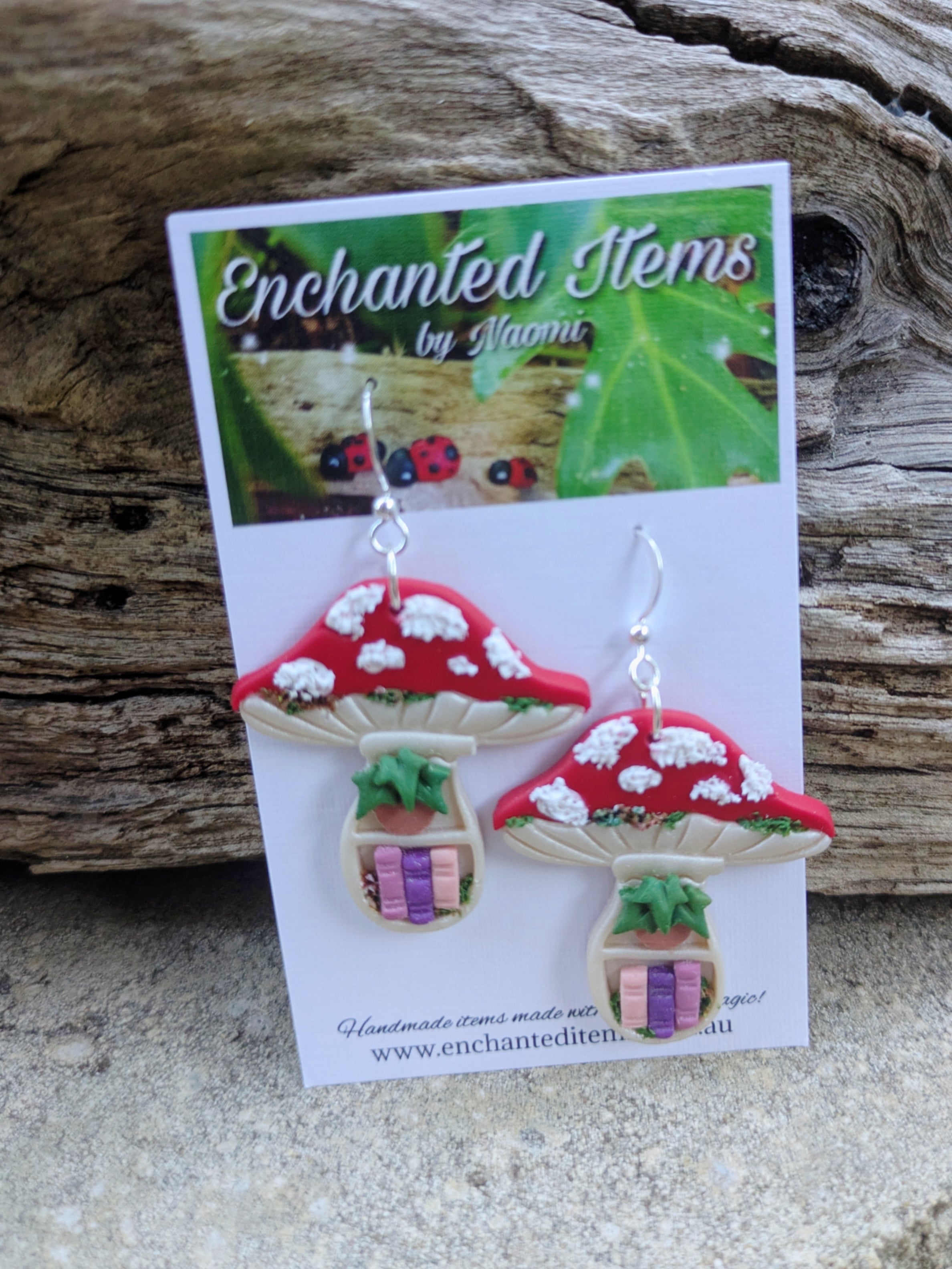 Mushroom Bookshelf Earrings