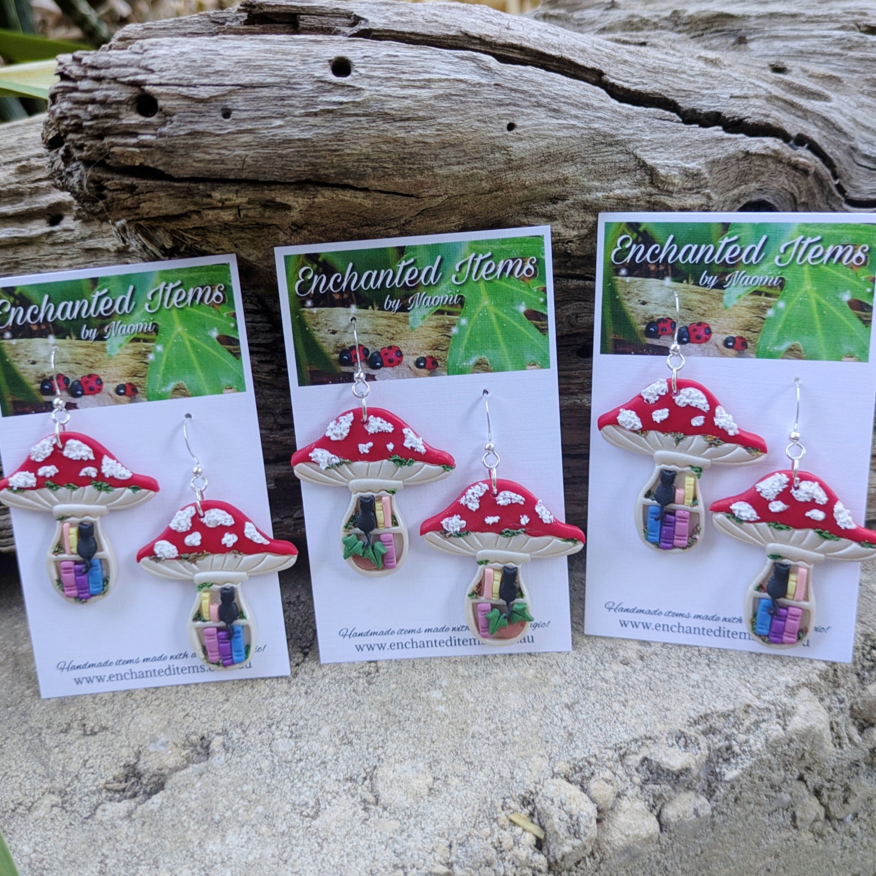 Mushroom Bookshelf Earrings