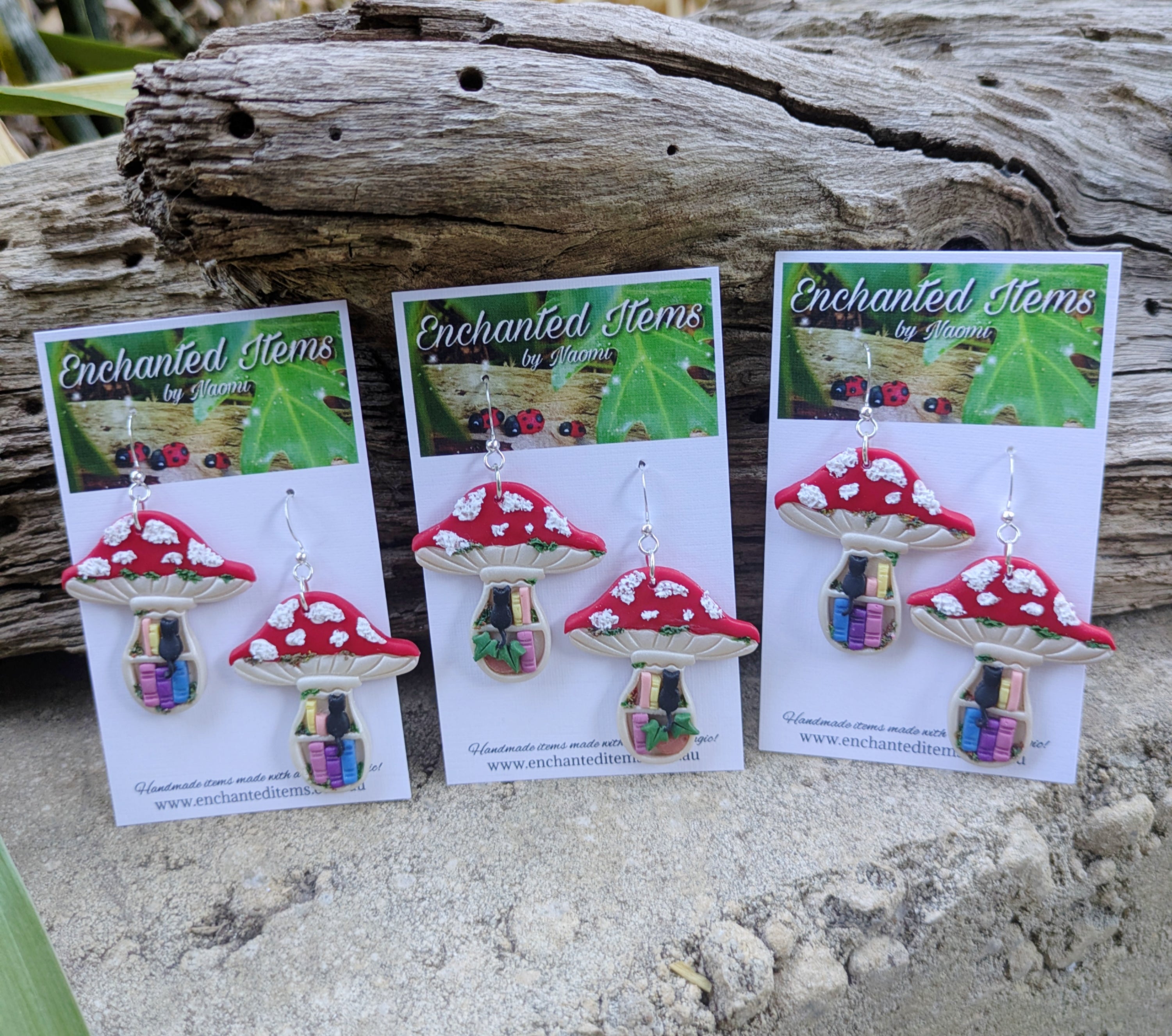 Mushroom Bookshelf Earrings