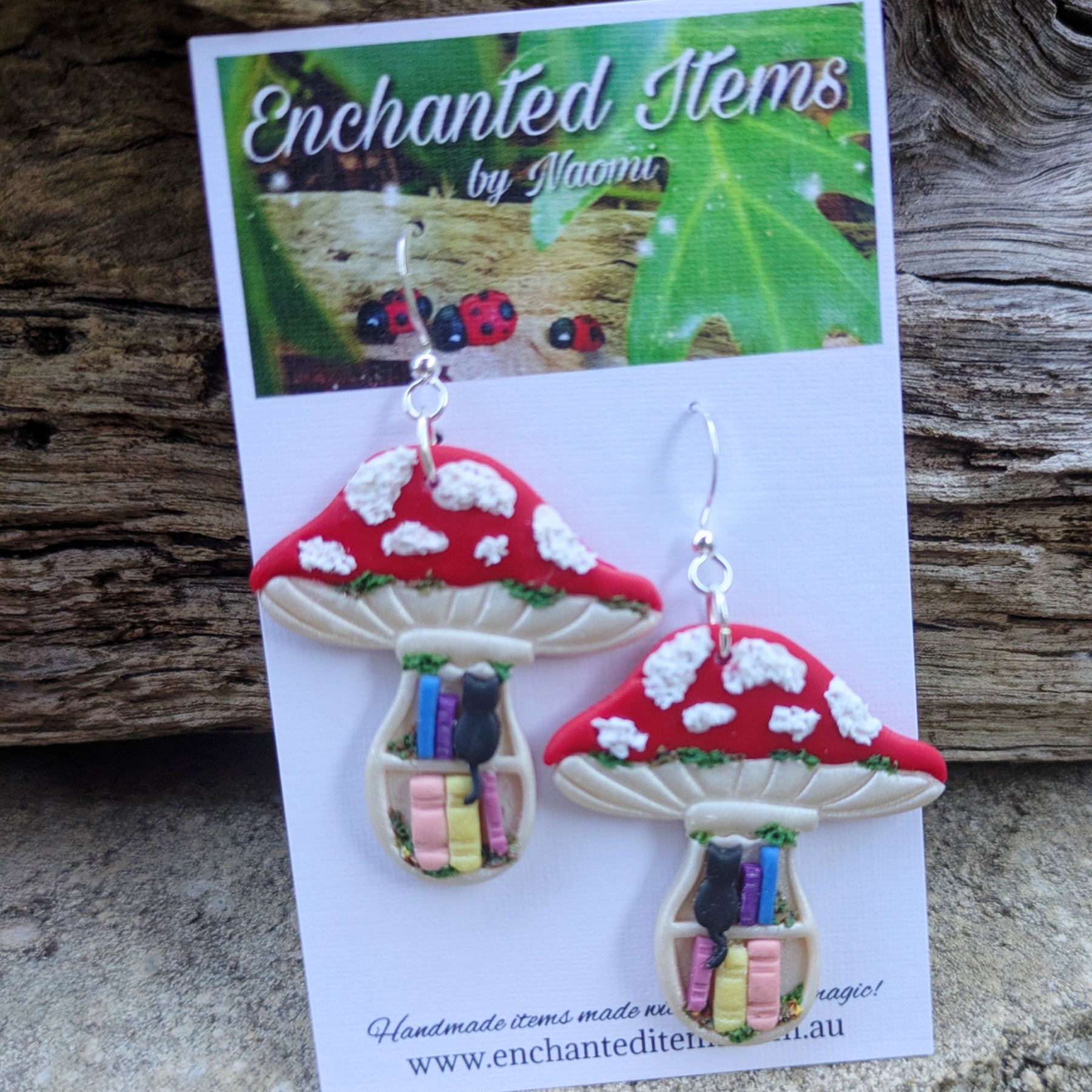 Mushroom Bookshelf Earrings