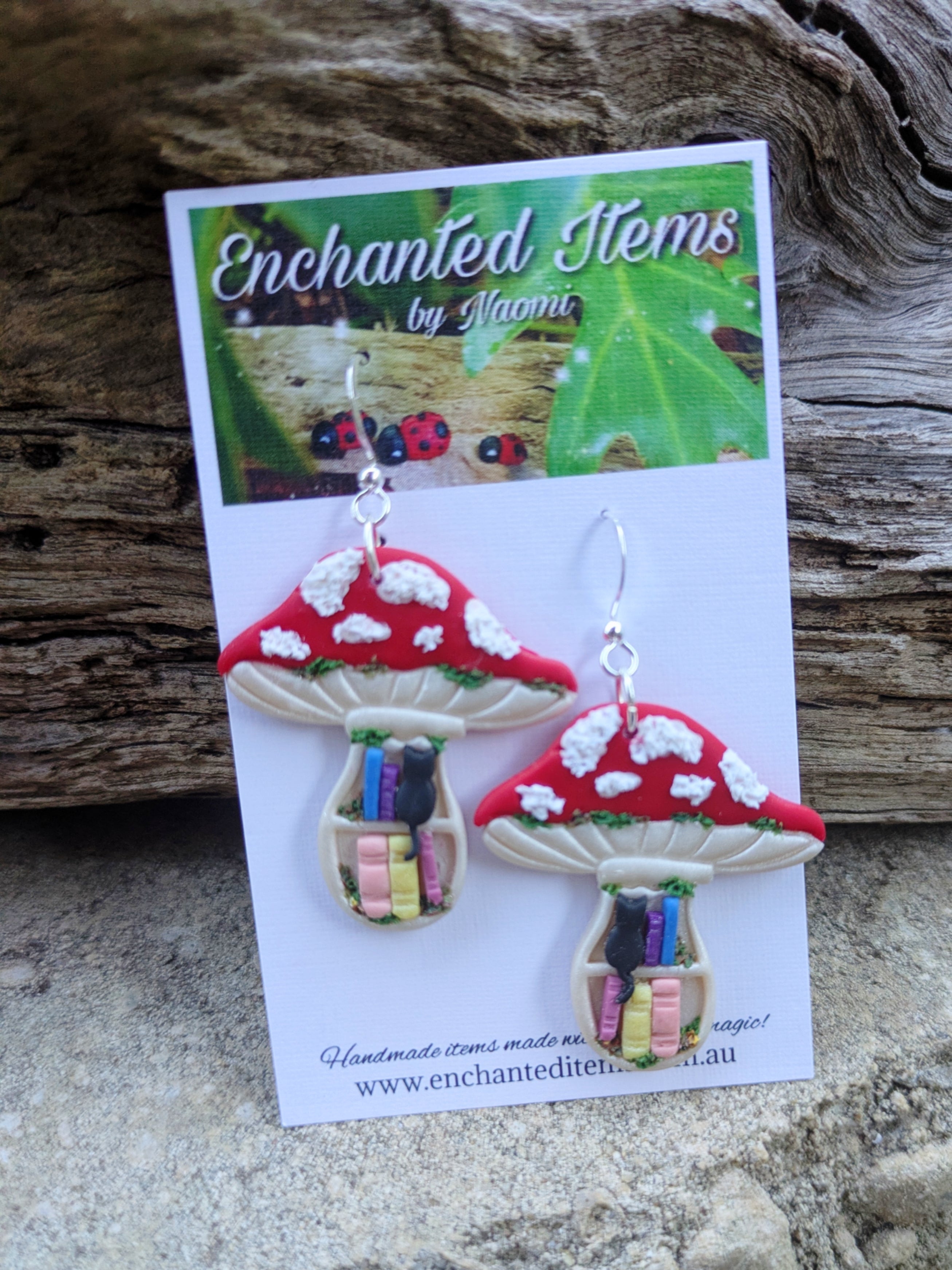 Mushroom Bookshelf Earrings