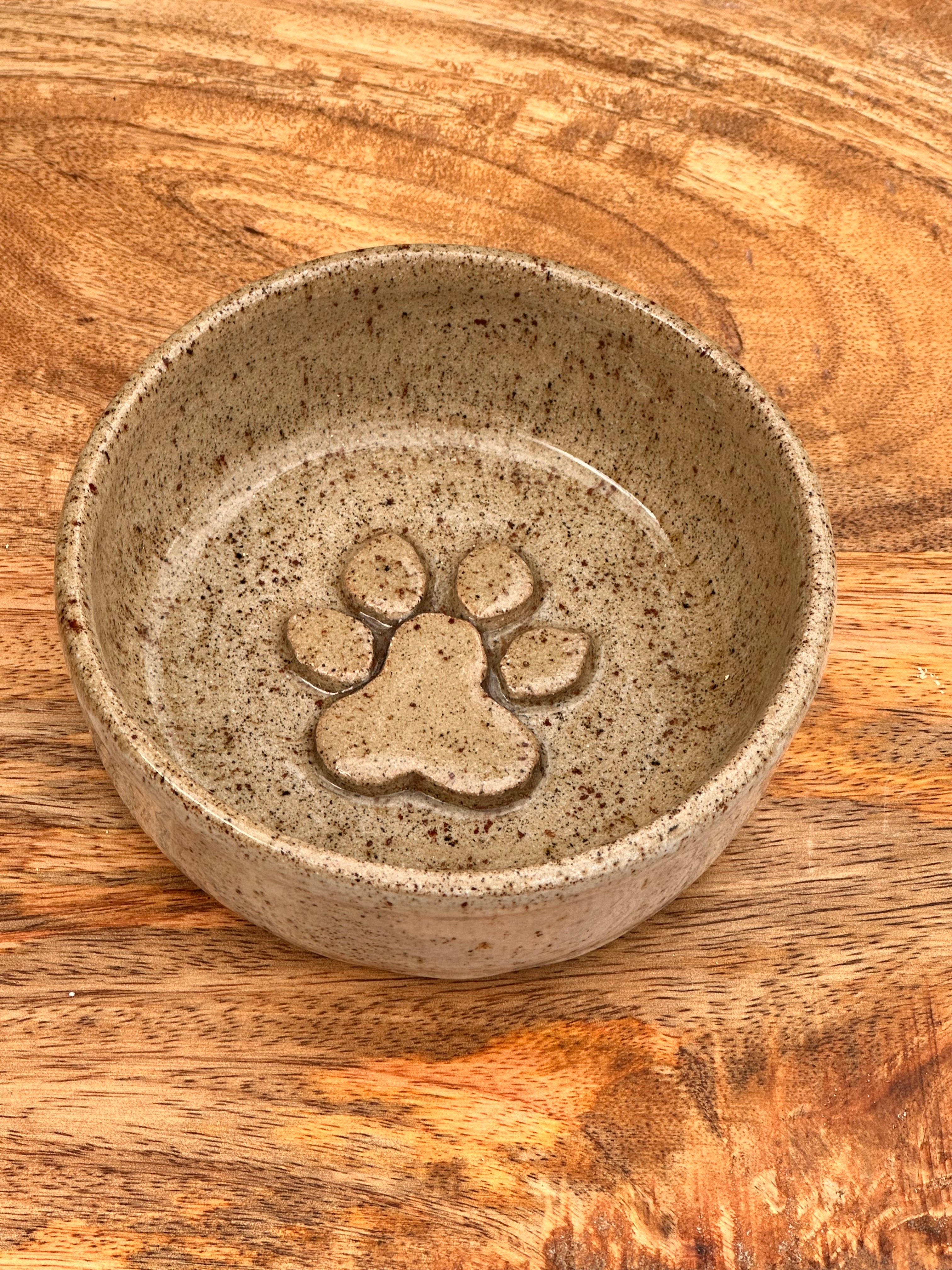 Ceramic Dog Bowl - Paw or Bone - Blue/White