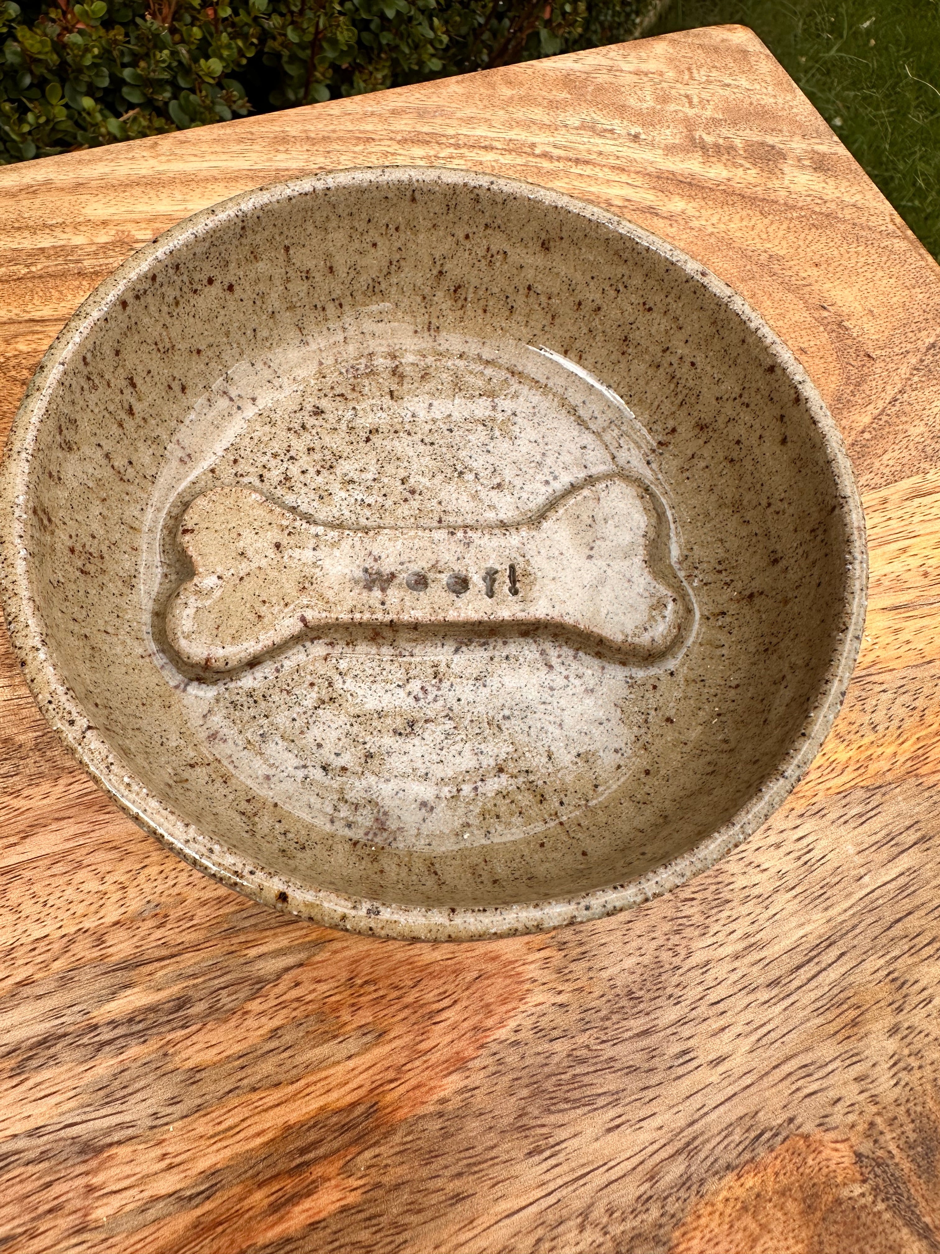Ceramic Dog Bowl - Paw or Bone - Blue/White