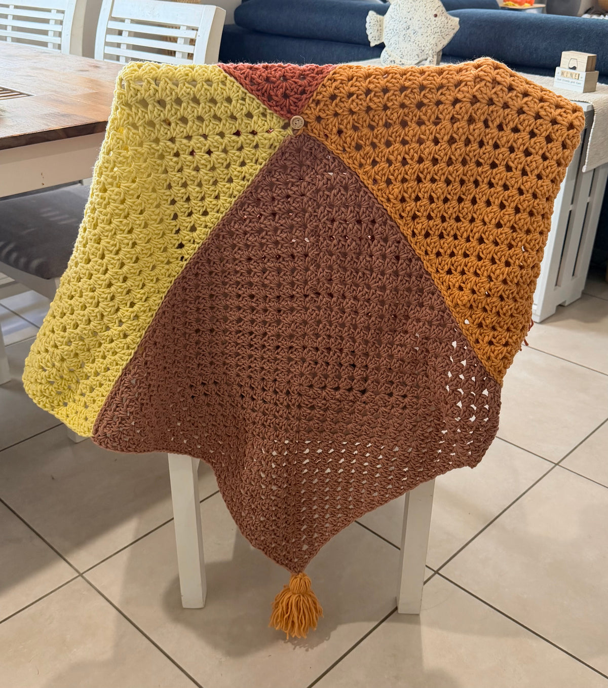 #059 Lap Blanket in autumn shades with tazzles
