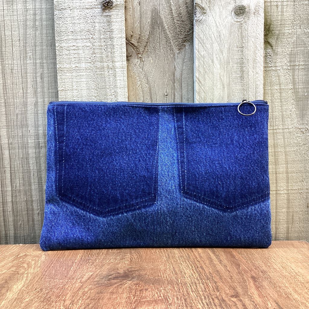 Large Upcycled Denim Pencil Case – Bluegrass