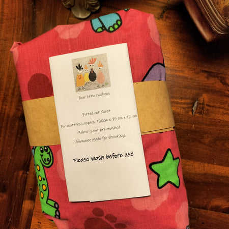 FITTED COT SHEETS - PINK DINOSAURS