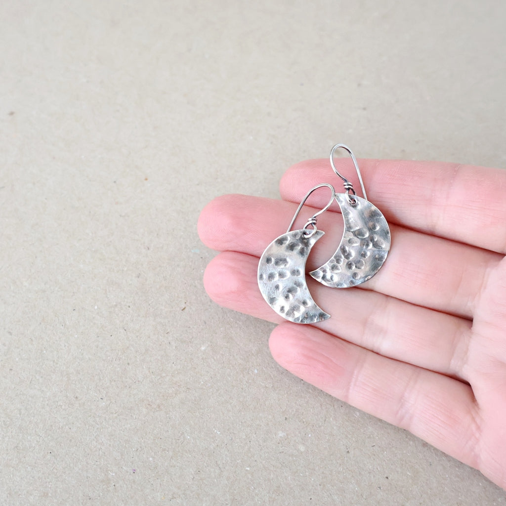 Medium Crescent Moon Earrings - Handcrafted with Australian Made Sterling Silver