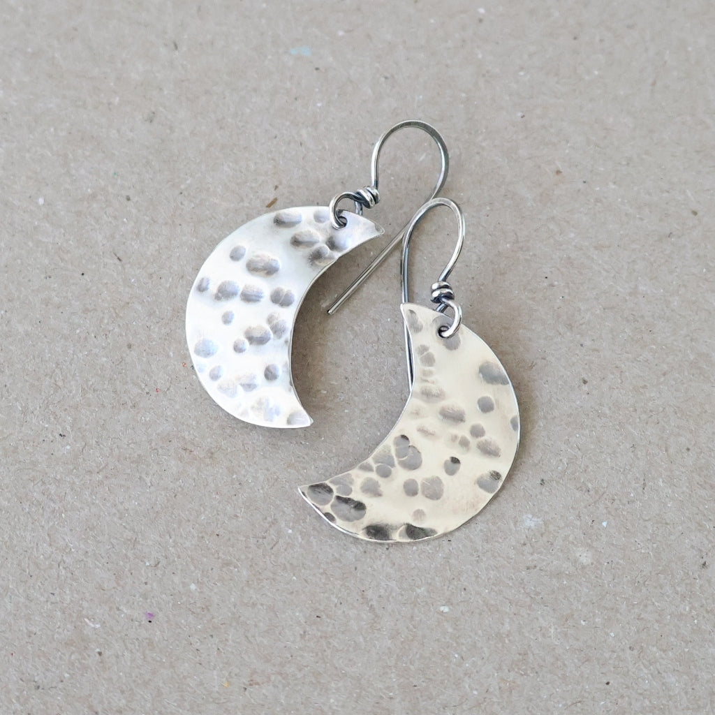 Medium Crescent Moon Earrings - Handcrafted with Australian Made Sterling Silver