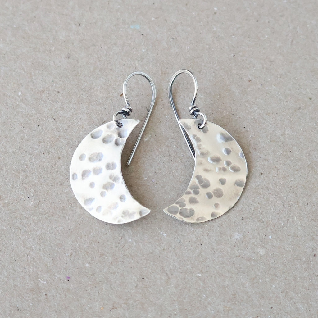 Medium Crescent Moon Earrings - Handcrafted with Australian Made Sterling Silver
