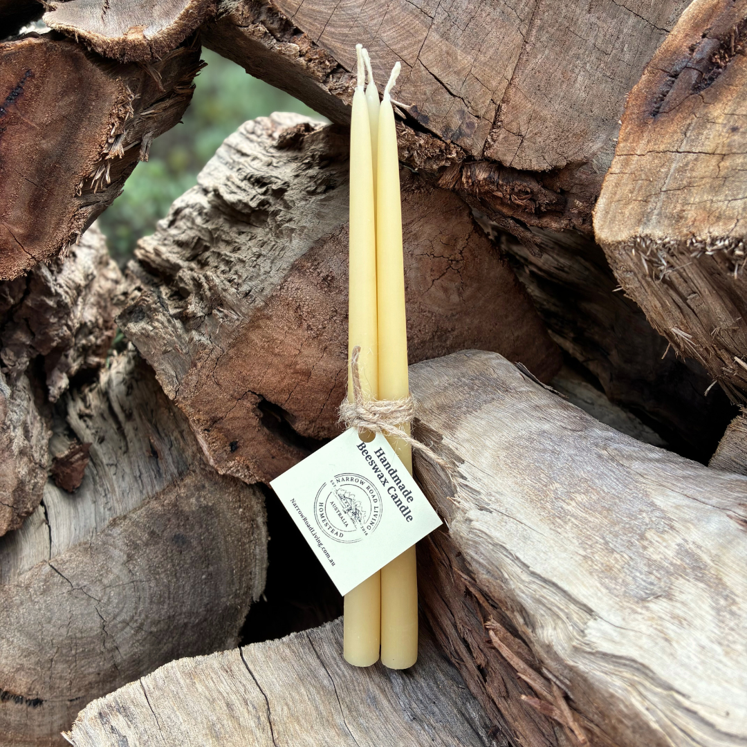 Slim Tall Beeswax Taper Candles
