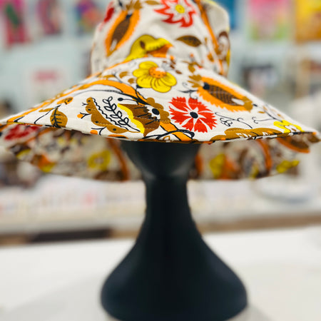 gorgeous floral vintage fabric hat - violetclothing - free postage