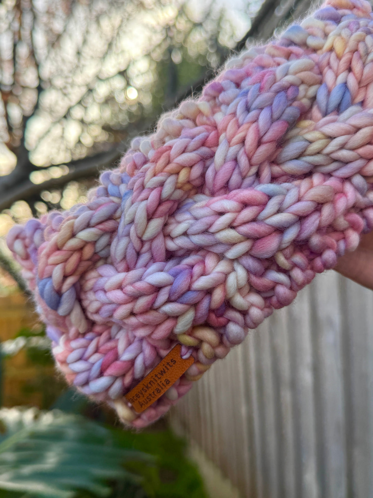 Hand Knitted Headband, Stretchy Rainbow Merino Earwarmers