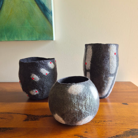 Modern Textile Art Vase - Felt Vessel