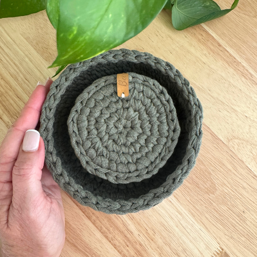 Eco Handmade Coasters with Basket Set | Earthy Green