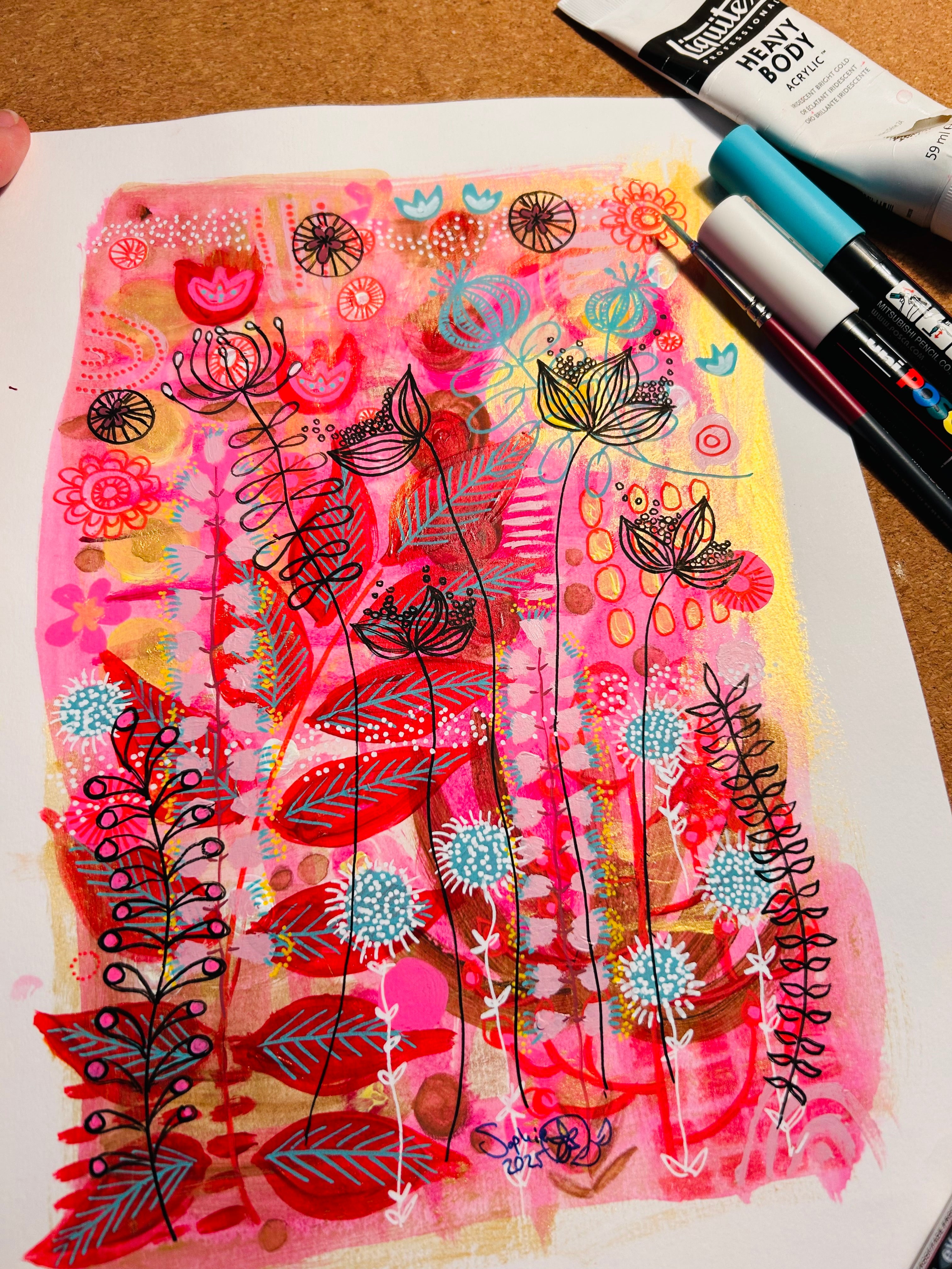 Original Hand Painted Art: The Day Hot Pink Took Over