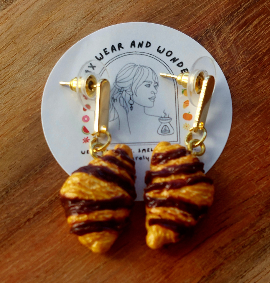 Chocolate Croissant Earrings | Food Inspired Statement Earrings