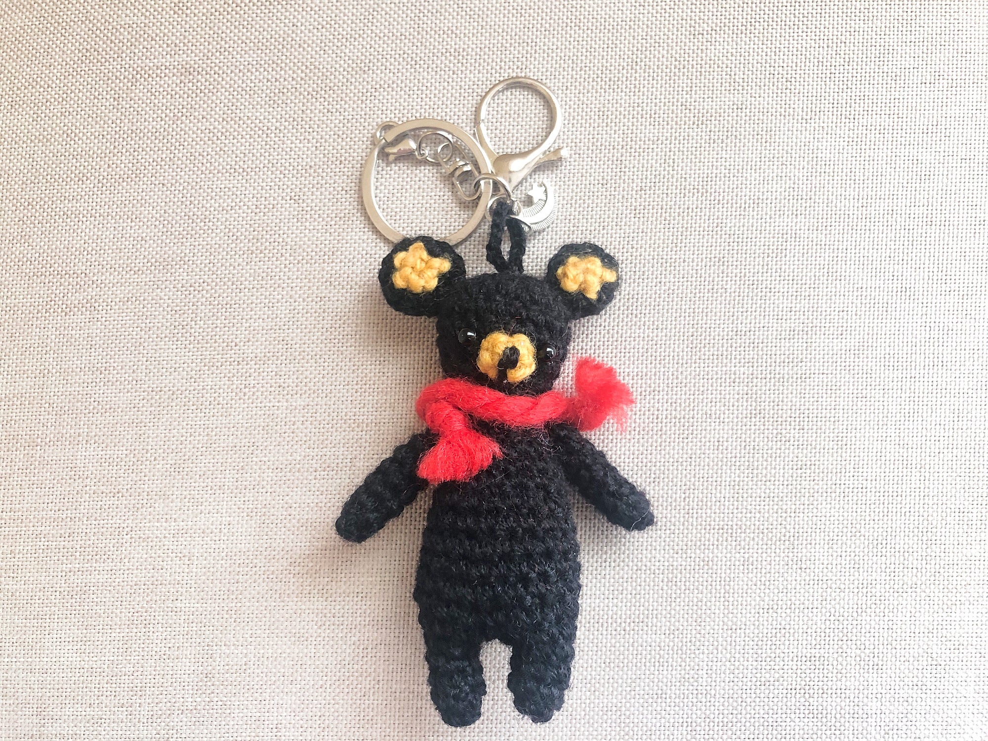 Crochet Black Bear Keychain | Handmade Amigurumi Teddy, Bag Charm