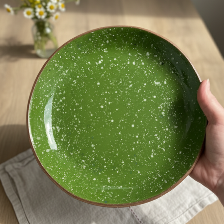 Handcrafted Ceramic, Emerald Serving Bowl