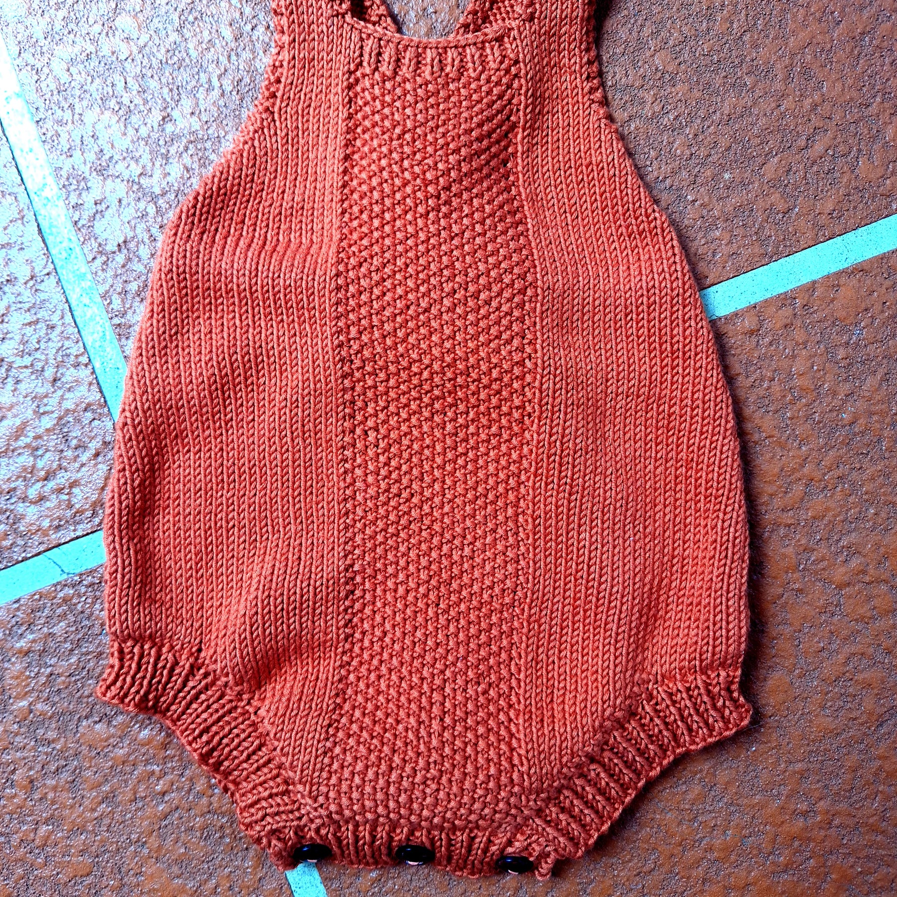Baby Romper Sz 3-6 mths Handknitted in 100% Natural Yarn