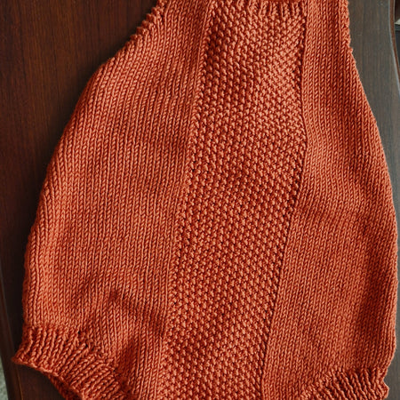 Baby Romper Sz 3-6 mths Handknitted in 100% Natural Yarn