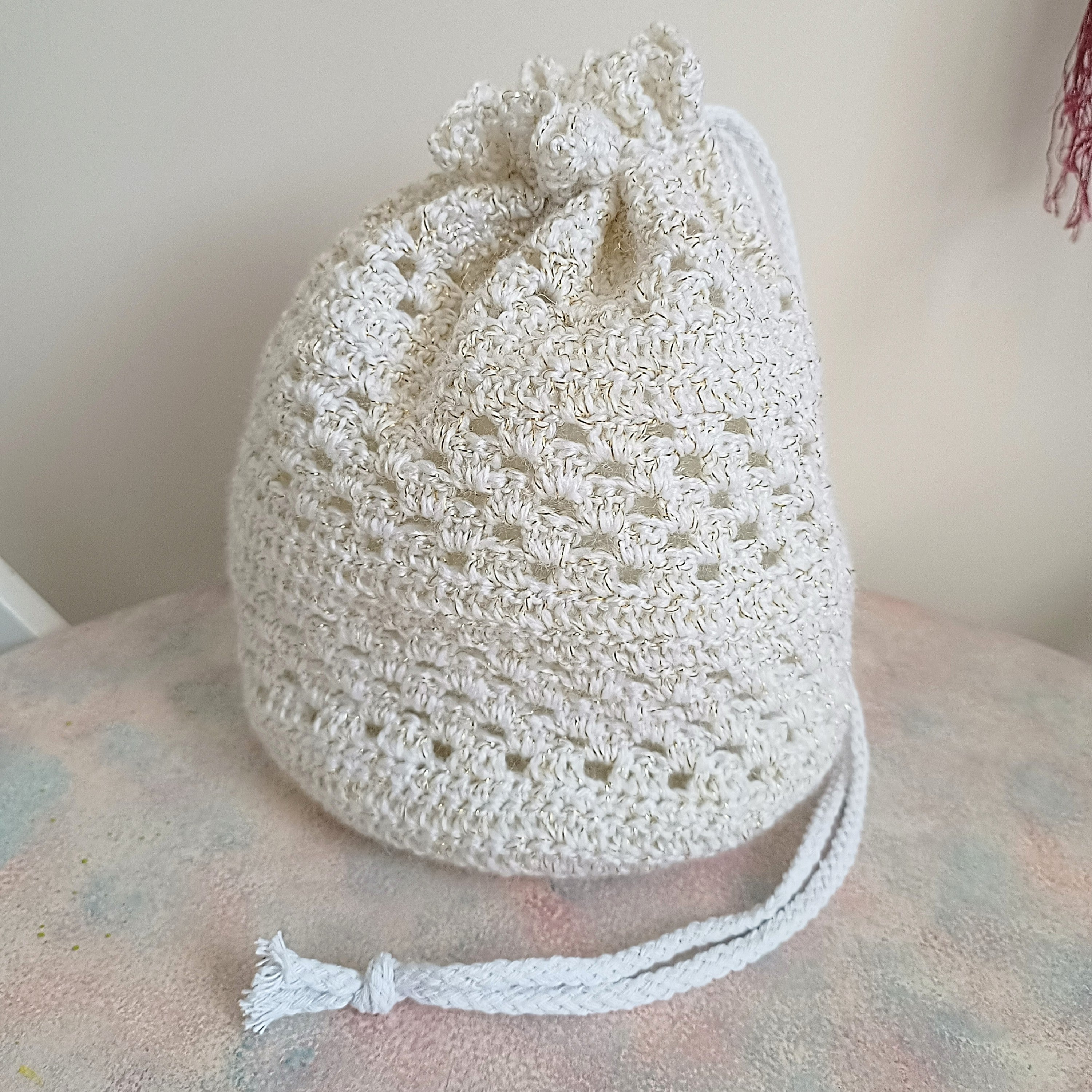 Crochet Boho Drawstring Bag & Summer Beanie
