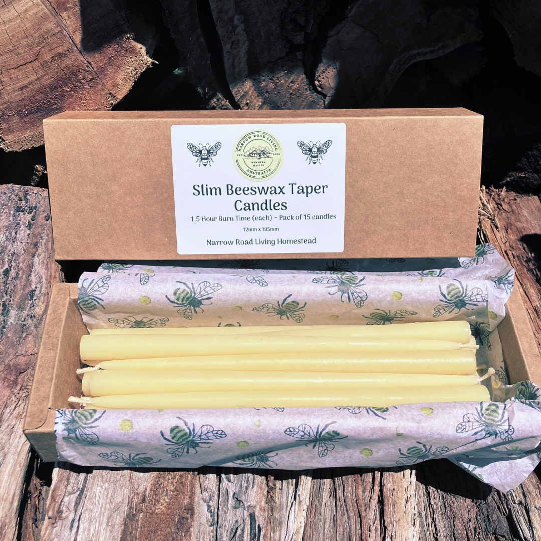 Slim Tall Beeswax Taper Candles | Romantic Dinner by Candlelight