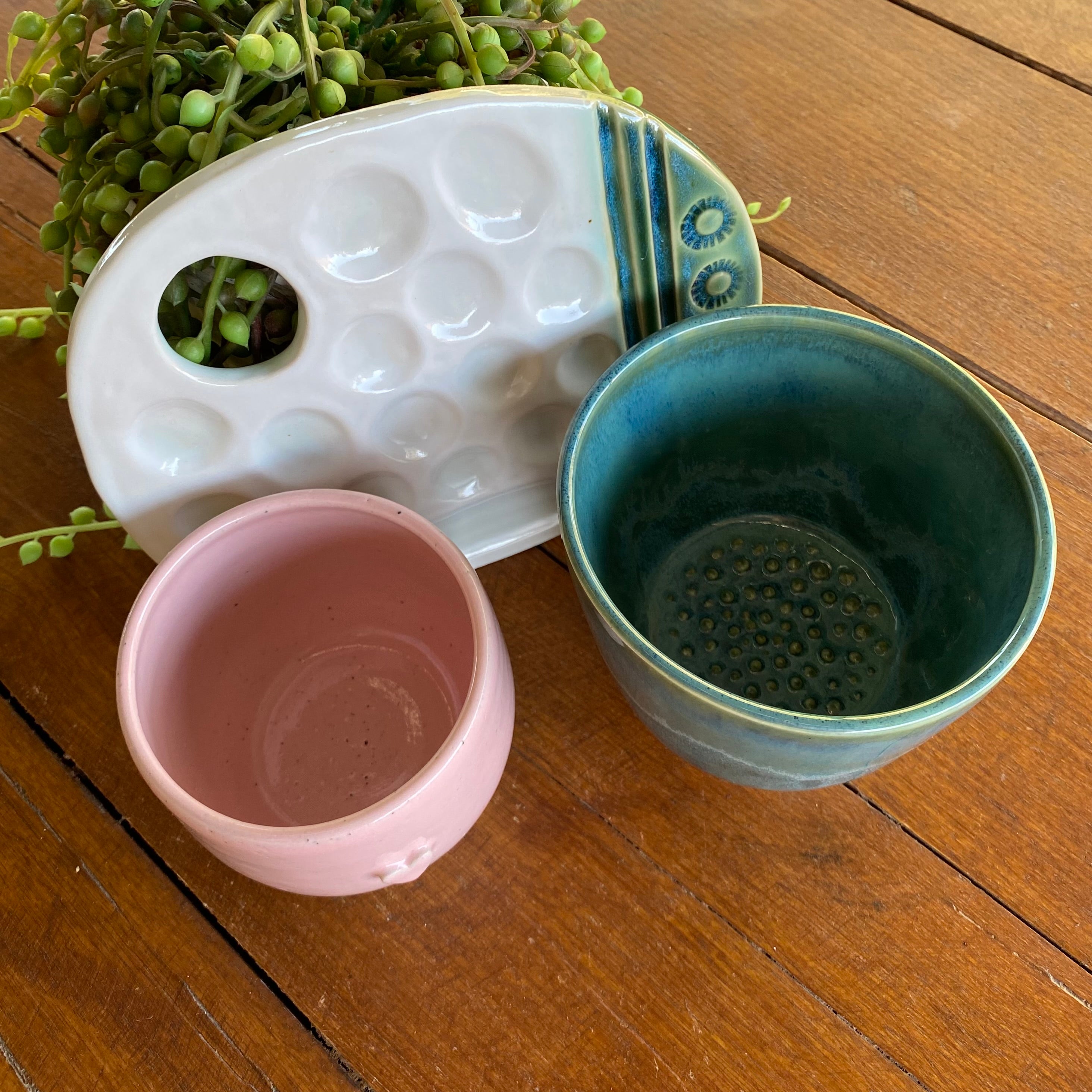 Pink heart latte cup, paint palette, brush rinse pot|Custom order for Sarah