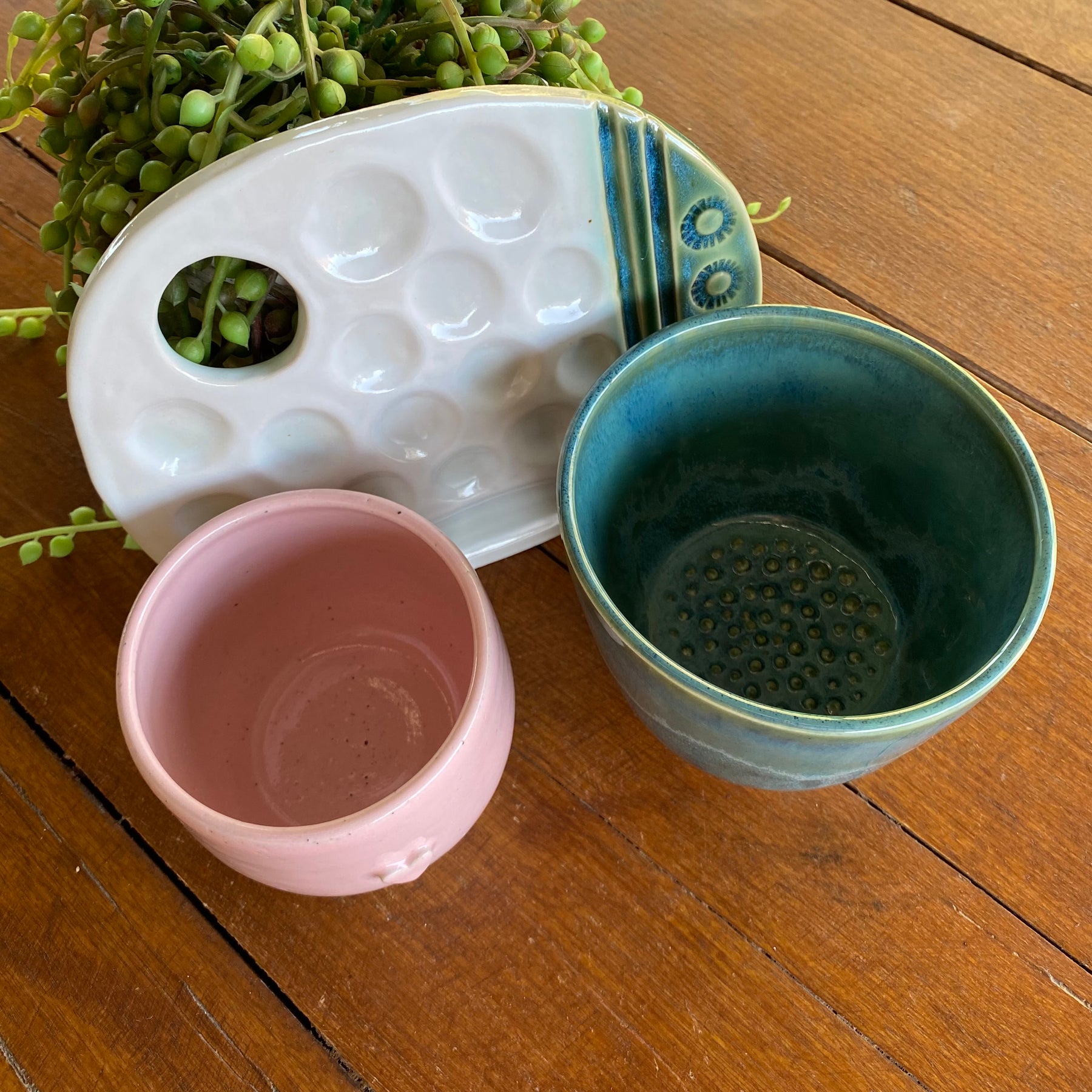 Pink heart latte cup, paint palette, brush rinse pot|Custom order for Sarah