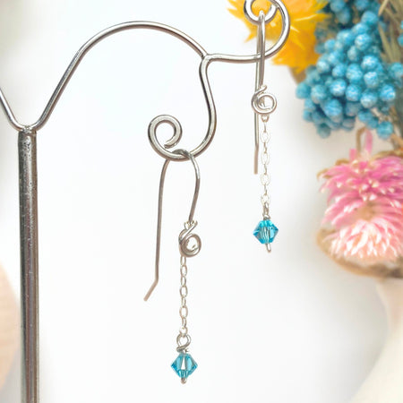Light Turquoise crystal | Dangle earrings | Sterling silver | December birthstone gift